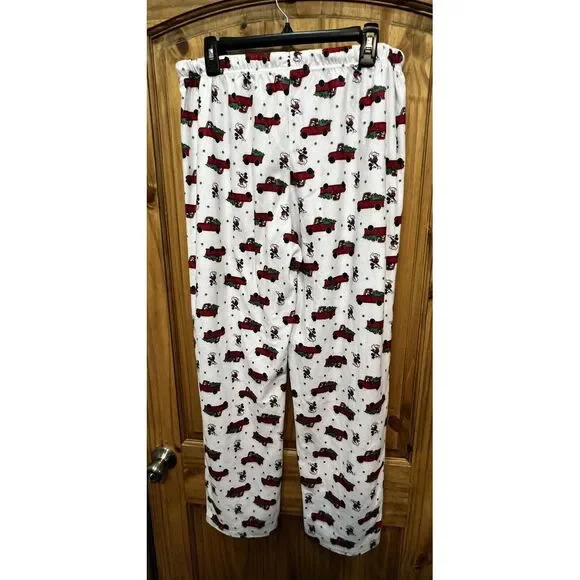 Disney Mickey Mouse Christmas Pajama Set L Red Truck Snowflake Print Fleece PJ‎ - Picture 5 of 9